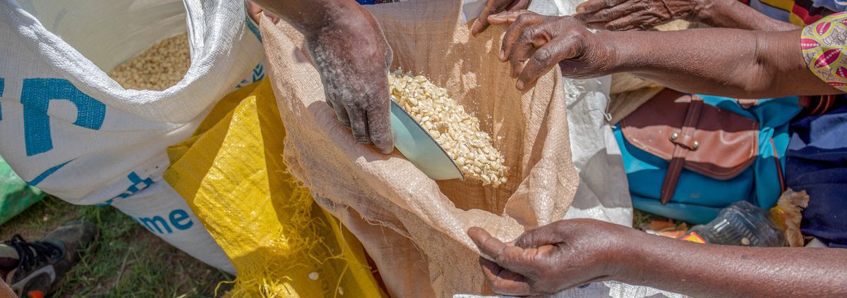 Distribución de comida en Haití